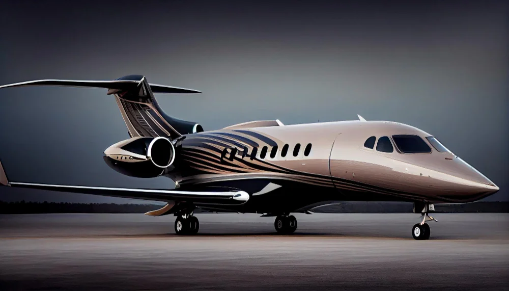 Quanto custa manter um avião de pequeno porte? 4 luxury airplane taking off with powerful jet engines generative ai 1